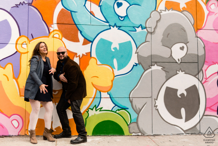 SoHo, New York City Wu Tang Care Bears engagement photography SoHo, New York City Wu Tang Care Bears engagement photography