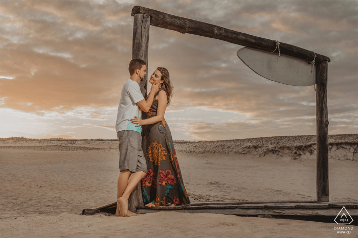 Tournage d'engagement à Praia de Regência dans les sables de Linhares, Espírito Santo, Brésil