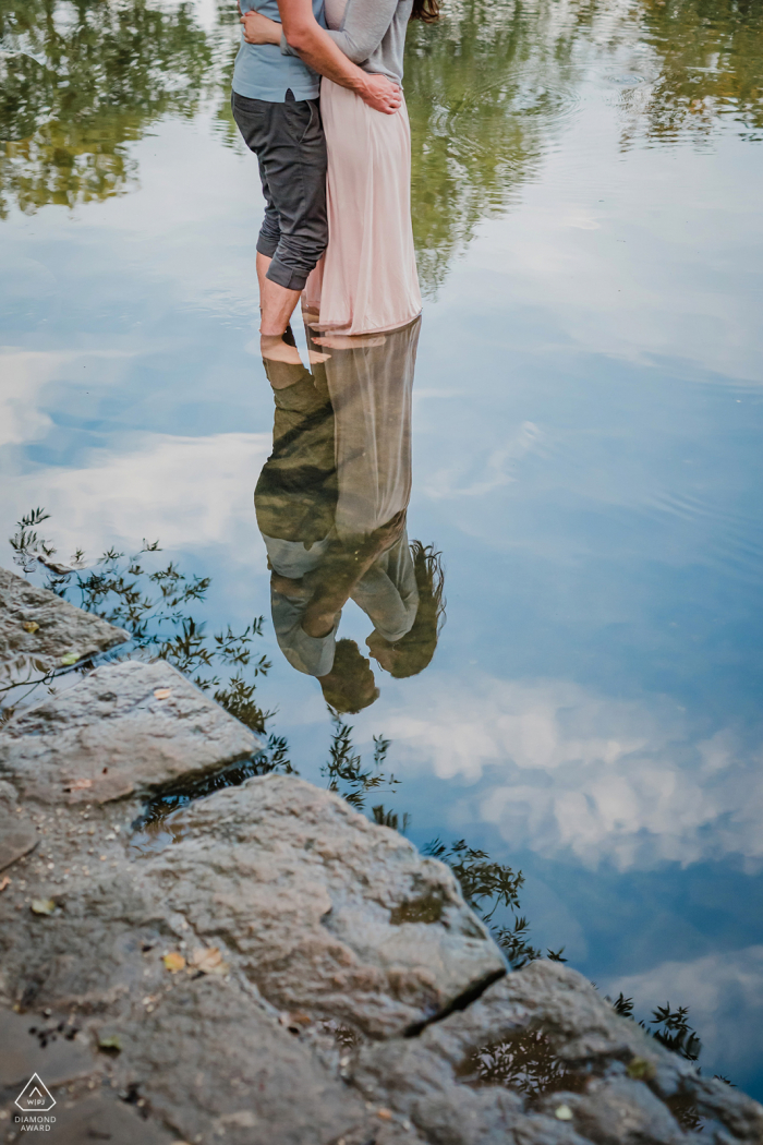 Reflected love engagement photos at Witten Ruhrgebiet 