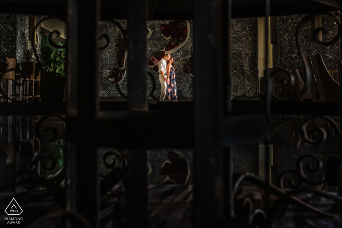 Mexico pre wedding portrait session with engaged lovers in low light at Now Amber Resort, Puerto Vallarta, Mexico