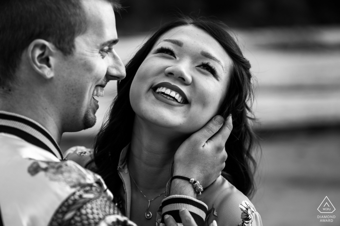 IT pre-wedding photo session with an engaged couple at Lago del Predil, Udine, Italy with nothing but Smiles