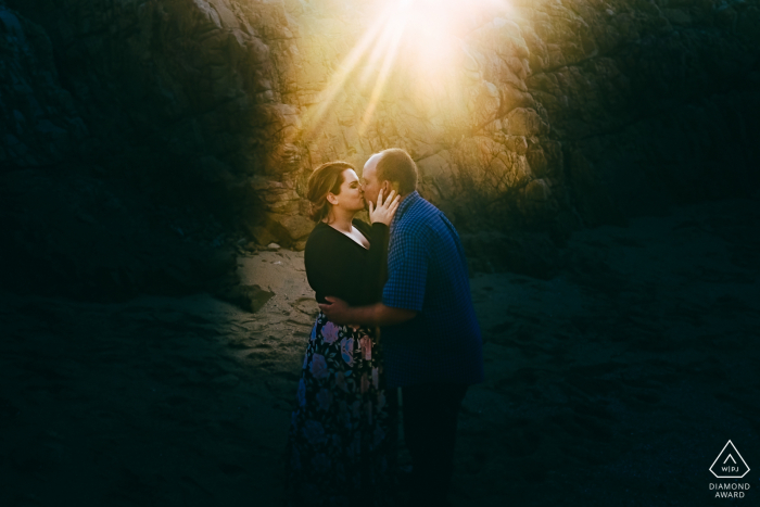 The Heads, Knysna, Garden Route outside forest picture session before the wedding day created while The sun was setting behind the rocks that made for this awesome sun flair