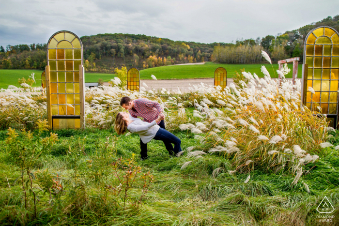 Fargo, North Dakota mini couple photo session before the wedding day with a little dance together at Hidden Meadow Barn