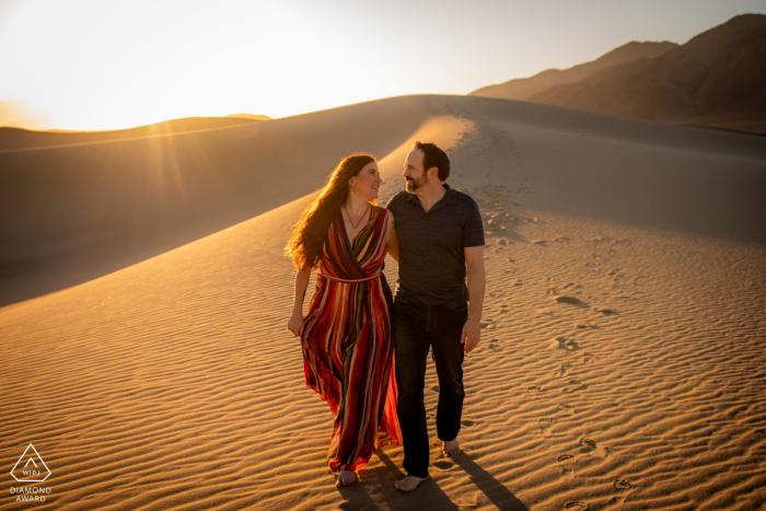 Death Valley National Park desert couple portrait at the sand dunes