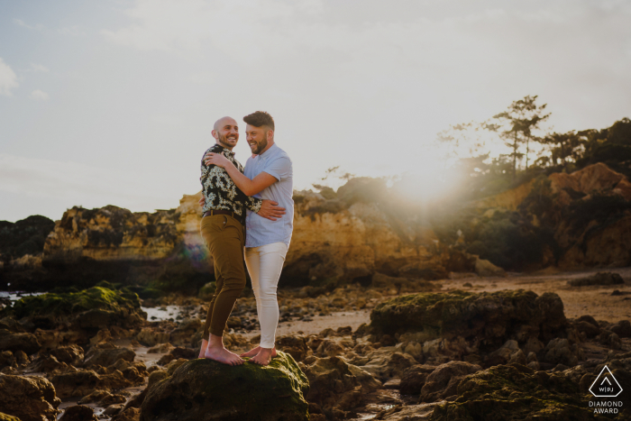 Portugal couple portrait at sunset in the hills Portugal couple portrait at sunset in the hills