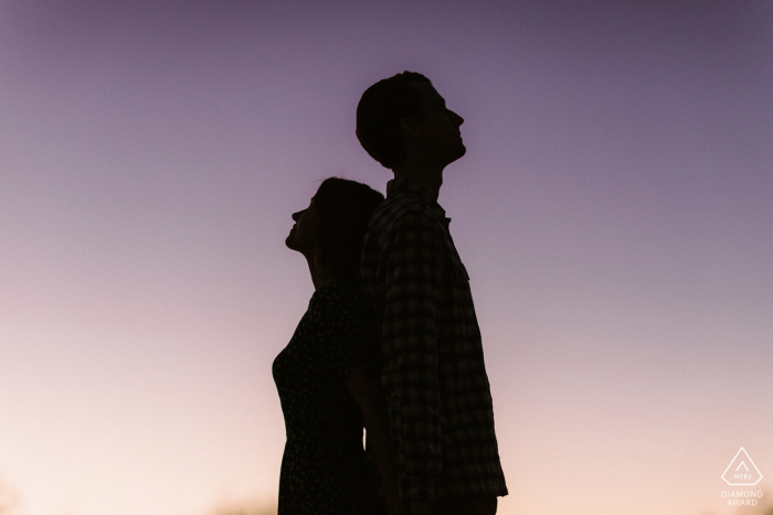 Pasadena silhouette evening couple portrait during sunset magic