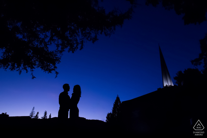 Los Gatos pre-wed portrait with The couple in the bluest hour