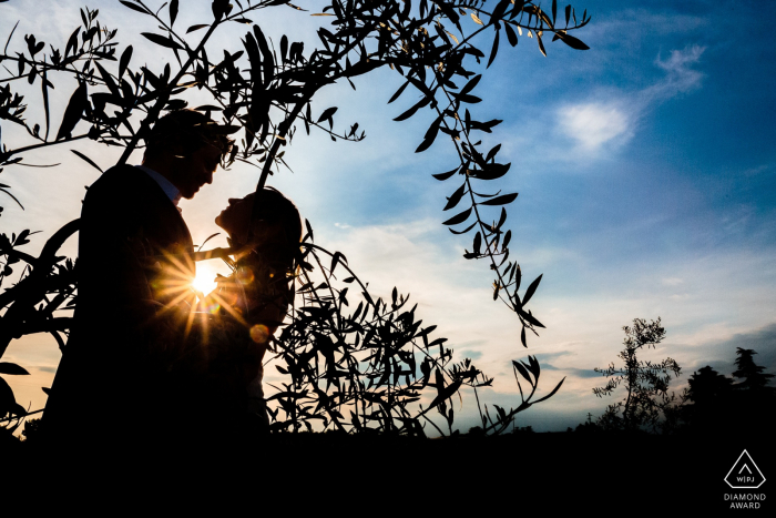 Udine, Italy Artful Engagement Picture from under the blue skies and showing strong Silhouettes