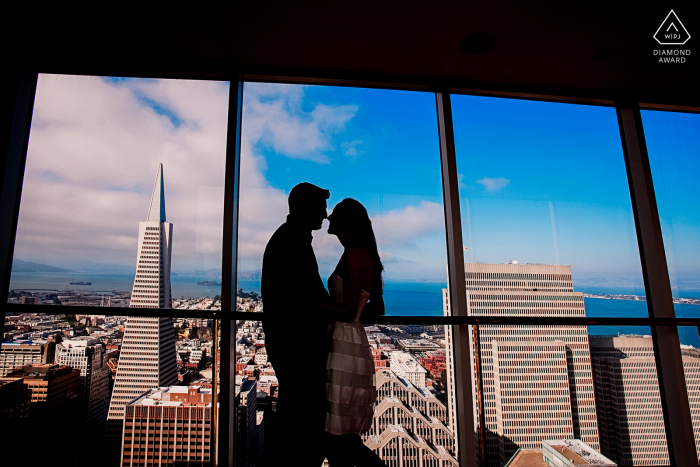 Transamerica, San Francisco, California environmental engagement e-session in the windows at the Top of the Mandarin Transamerica, San Francisco, California environmental engagement e-session in the windows at the Top of the Mandarin