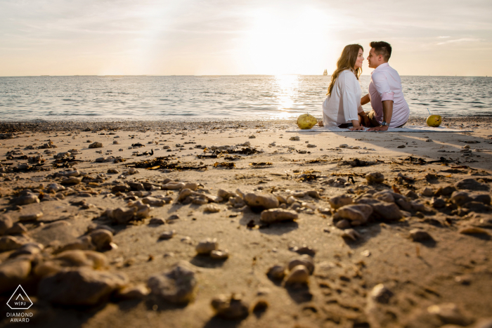 Fort Zach State Park environmental engagement e-session with a Key West Ocean view on the beach sand