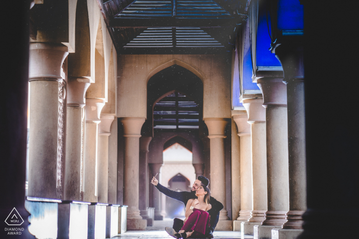 True Love Pre-Wedding Portrait Session in Muscat capturing a couple caught up in spring and love