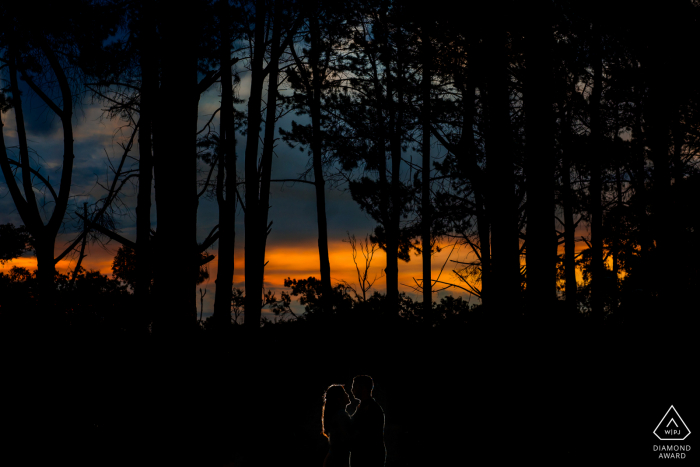 Western Australian bride and groom to be, modeling for a pre-wedding picture during a Perth sunset