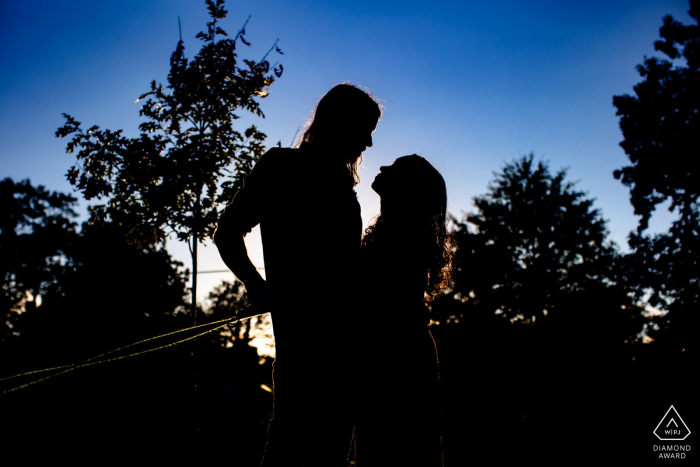 Washington DC outside environmental prewedding photoshoot with The couple in a park in Takoma