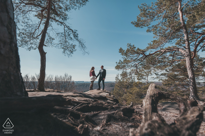 A pre-wedding Luxembourg engagement session with a couple and little height to enjoy this beautiful Luxembourg landscape