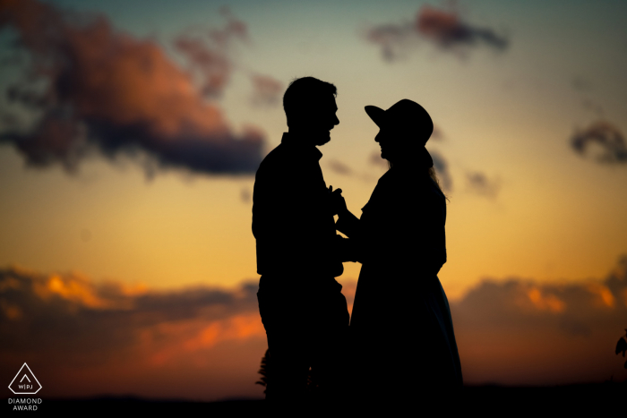 Blue Ridge Parkway, Asheville, NC session for a carefree engaged couple wanting a Silhouette portrait at sunset