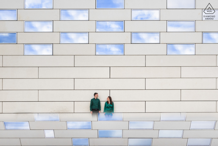 Bordeaux, France pre wedding photography session for a couple wanting a symmetrical art background