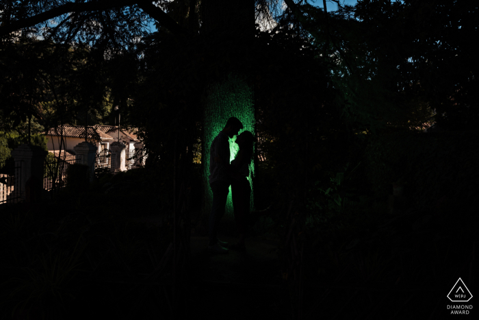 A Granada, Spain Pre-Wedding Silhouette Back-Lit Spot Portrait