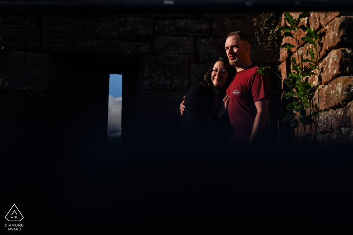 In the town of Alsace, France, the couple gazes towards the sun in their portrait.