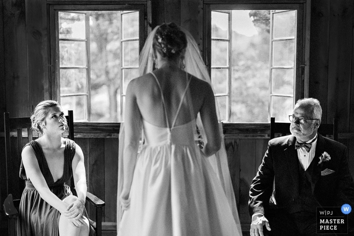 Photo by: <a href="https://www.wpja.com/contests/2018-v13/best-wedding-photographers/2290506">Alex Paul - Boston Massachusetts</a> Boston Wedding Photojournalist | symmetrical Image of the bride in black-and-white