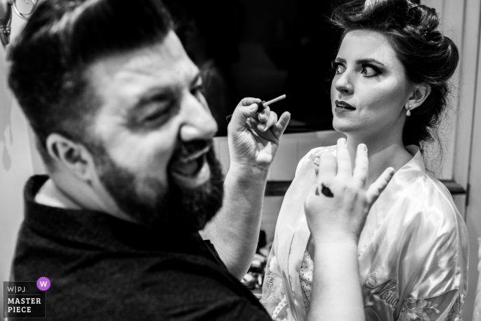 Photo by: <a href="https://www.wpja.com/contests/2018-v18/best-wedding-photographers/2362931">Renan Radici - Porto Alegre Rio Grande do Sul</a> Hotel Rita Hoppner - Gramado - Rio Grande do Sul wedding photography of bride getting makeup job.