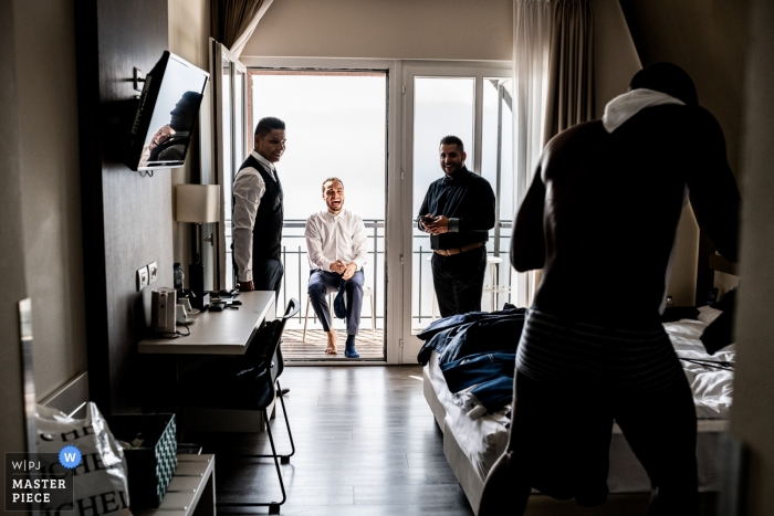 Photo of a getting ready groom at Lausanne , Switzerland - Suisse geating ready groom , Lausanne , Switzerland - Suisse
