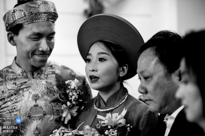 Photo by: <a href="https://www.wpja.com/contests/2018-v19/best-wedding-photographers/2377541">Huy Nguyen - Ho Chi Minh </a> Ho Chi Minh wedding photo of a couple in black and white | Huy Nguyen wedding photographer