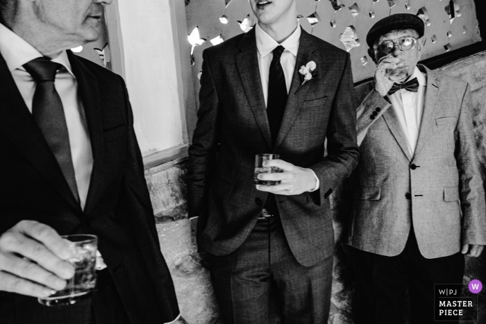 black and white wedding Photography showing Gentlemen Having Drinks Vila Relicario Photography showing Gentlemen Having Drinks.