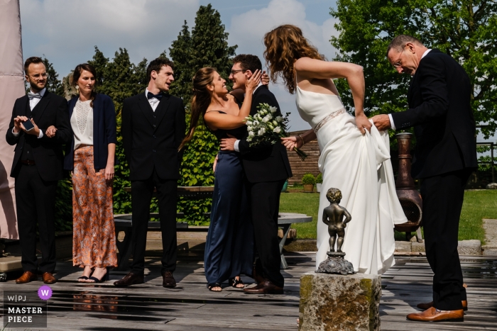 Photo by: <a href="https://www.wpja.com/contests/2019-v04/best-wedding-photographers/2471121">Simon Leclercq - Leuven Vlaams Brabant</a> De Beekhoeve, Landen wedding photograph following the outdoor ceremony.