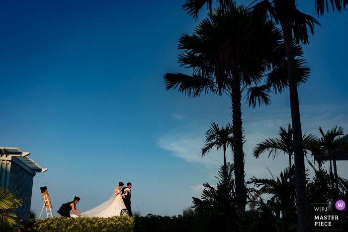 Photo by: <a href="https://www.wpja.com/contests/2019-v07/best-wedding-photographers/2504501">Stam Chananakhon - Phuket </a> Bride and her dad head for the outdoor ceremony under the palm trees in Phuket, Thailand