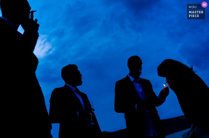 Photo by: <a href="https://www.wpja.com/contests/2019-v08/best-wedding-photographers/2516076">Vlad Lodoaba - București</a> Photo of guests socialising during reception at lakeside wedding at the Snagov Club, Romania