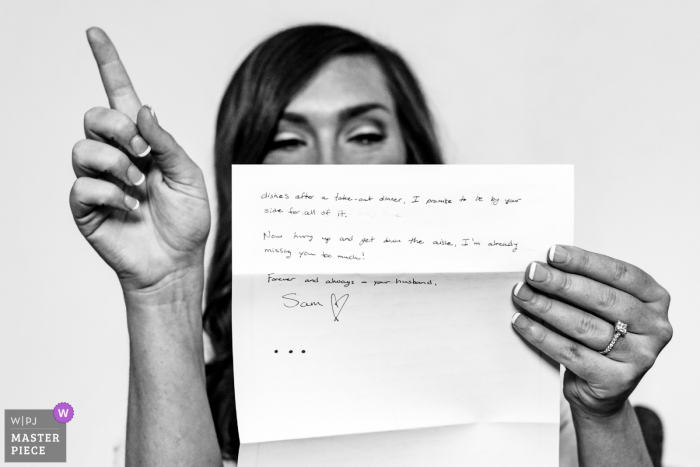 Bride reads Groom's letter at the Wilton Castle, Ireland - Wedding Reportage Photographer