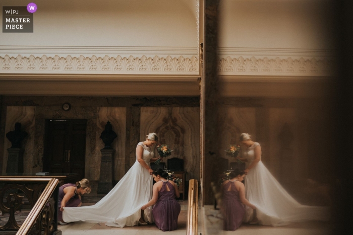 Photo by: <a href="https://www.wpja.com/contests/2019-v09/best-wedding-photographers/2532616">Kari Bellamy - London</a> Wedding Photography of the bride getting ready to walk down the aisle at Wandsworth Town Hall