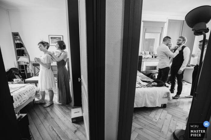 Photo by: <a href="https://www.wpja.com/contests/2019-v09/best-wedding-photographers/2534161">Simon Cassanas - Paris </a> Manoir de Corny wedding venue - very close getting ready picture