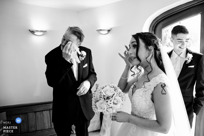 Photo by: <a href="https://www.wpja.com/contests/2019-v09/best-wedding-photographers/2540631">Clive Blair - Birmingham West Midlands</a> Bordesley Park Wedding Photos of the Father crying after seeing his daughter in her wedding dress