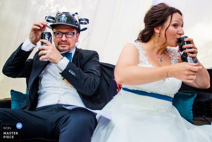Photo by: <a href="https://www.wpja.com/contests/2019-v11/best-wedding-photographers/2545958">Steven Herrschaft - Lützelbach Hessen</a> Outdoorzentrum Lahntal Wedding Photos of the bride and groom with Beer and chill