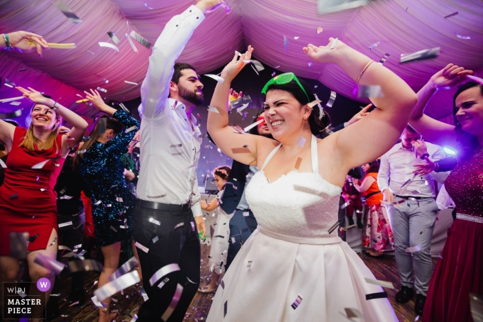 Bride Confetti Time on the Dance Floor Wedding Venue photo from Chateau de Lieutel France - Bride Confetti Time on the Dance Floor