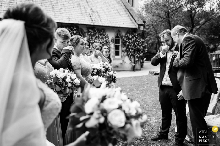 Photo by: <a href="https://www.wpja.com/contests/2019-v12/best-wedding-photographers/2548603">Kevin Kheffache - Dun Laoghaire Dublin</a> Brooklodge, Co. Wicklow Documentary Wedding Photographer - Bride arriving and groom/guests/family getting emotional