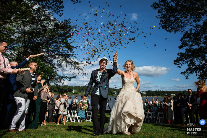 Wedding Photographer for New Jersey | Image of Bride and Groom exiting the ceremony after being married 