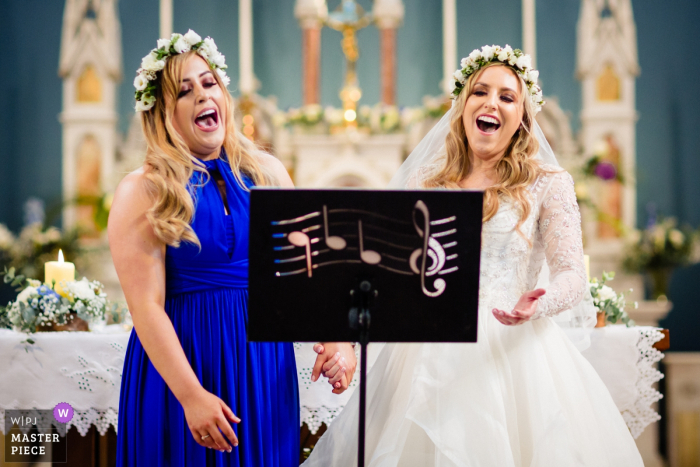 Photo by: <a href="https://www.wpja.com/contests/2019-v13/best-wedding-photographers/2550931">Annie Kheffache - Dun Laoghaire Dublin</a> Wedding Photography at the Powerscourt House, Wicklow, Ireland | Image of Opera singer bride and bridesmaid