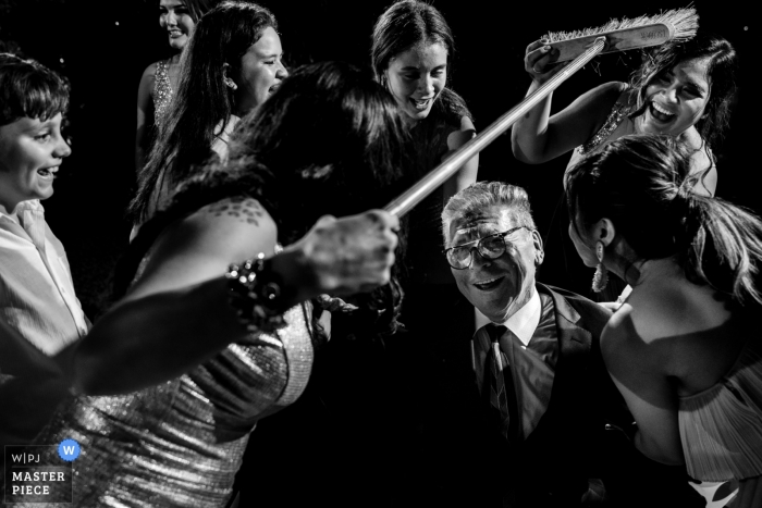 Photo by: <a href="https://www.wpja.com/contests/2019-v13/best-wedding-photographers/2550938">Omar Berr - Lima Lima</a> Casa Miroquesada black and white reception image on the dance floor in Lima, Peru