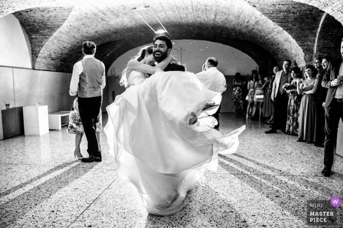 Italy dancing bride and groom Wedding Reception Photos from Villa Zanchi, Stezzano, Italy - dancing bride and groom