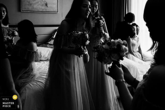 Photo by: <a href="https://www.wpja.com/contests/2019-v14/best-wedding-photographers/2553845">Vincent Mu - De Zhou </a> China Hotel Getting ready - Black and White photography from wedding day