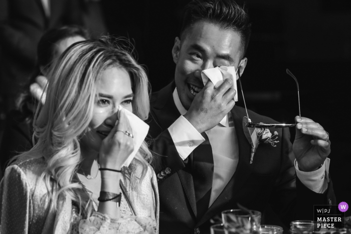 Photo by: <a href="https://www.wpja.com/contests/2019-v14/best-wedding-photographers/2554248">Nicky Byrnes - Carnelian Bay California</a> Basecamp Hotel: South Lake Tahoe, CA Wedding Venue Photos - Guests react to emotional toasts.