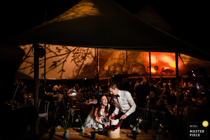 Photo by: <a href="https://www.wpja.com/contests/2019-v15/best-wedding-photographers/2557418">Jacob Hannah - Lincoln Vermont</a> Southern Vermont Arts Center — wedding photographer — The bride and groom cut the cake