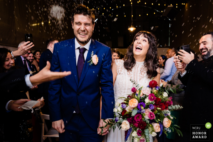 Cloughjordan House, Tipperary, Ireland wedding venue image: Confetti toss at the newlyweds Cloughjordan House, Tipperary, Ireland wedding venue image: Confetti toss at the newlyweds
