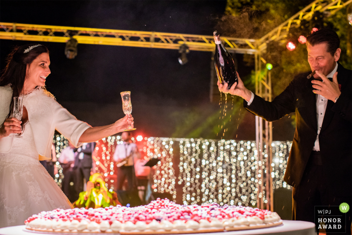 Reception at Garda Island - Garda Lake - Italy wedding venue image - The time for the bride and groom toast 