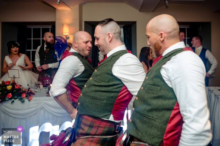 Photo by: <a href="https://www.wpja.com/contests/2019-v16/best-wedding-photographers/2562153">Mike Cook - Larbert Stirlingshire</a> Scotland Wedding Venue Reception Photos - Groomsmen dancing during reception.
