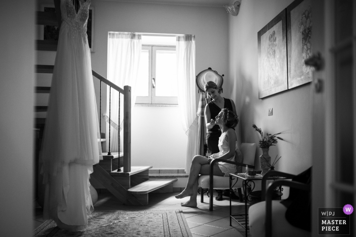 Photo by: <a href="https://www.wpja.com/contests/2019-v17/best-wedding-photographers/2564411">Luca Panvini - Roma Roma</a> Sapri - Private home wedding day photography in black and white showing the bride geting ready
