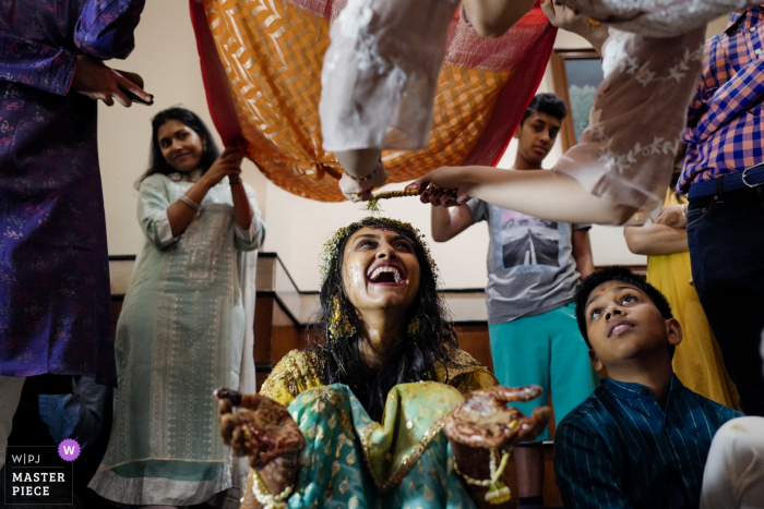 Mumbai, India Immagini della cerimonia della curcuma dal giorno del matrimonio.