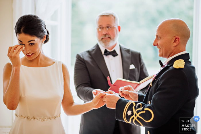 Emotions during the ring exchange Europahaus Vienna Wedding Photography | Emotional moment during the ring exchange.